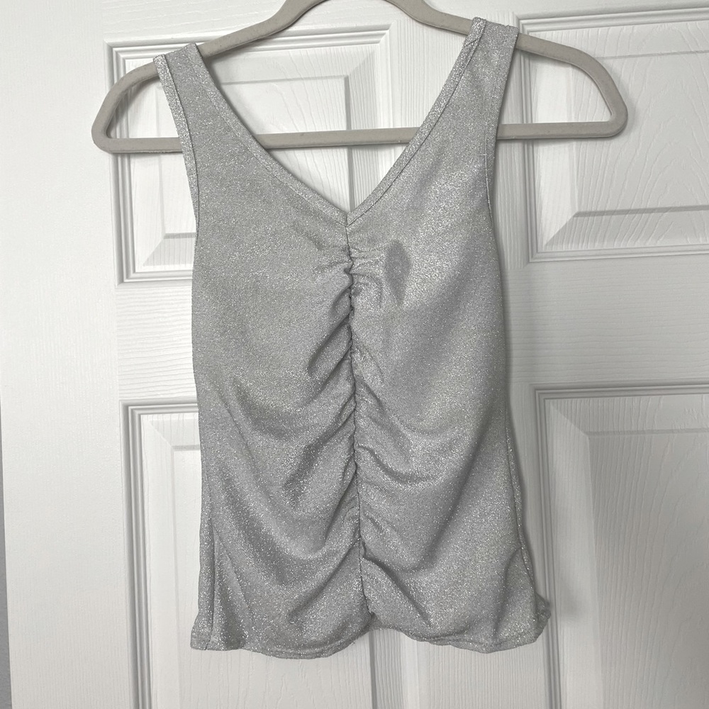 Silver shine sparkle tank top